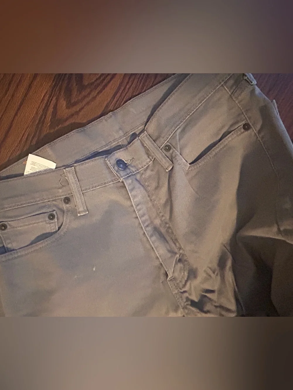 Levi's gray straight jeans with tan leather patch 33 x 32